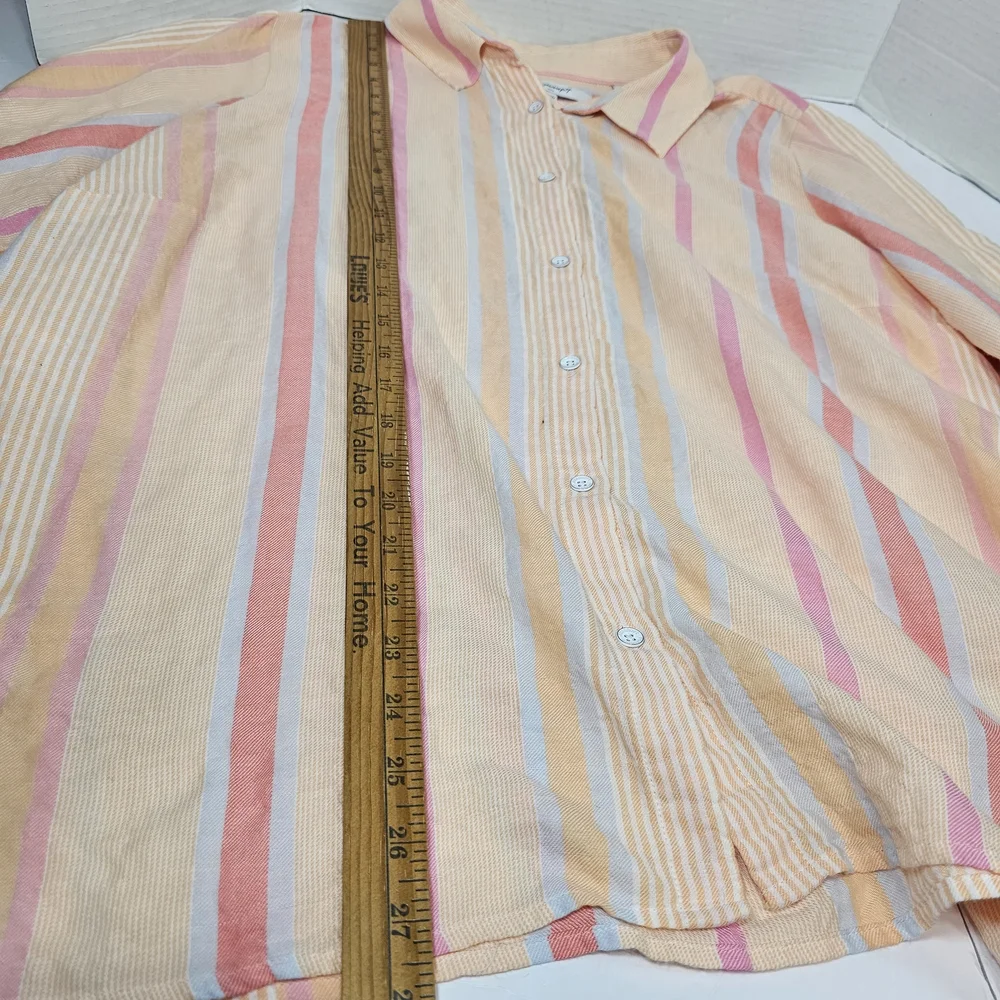 Foxcroft Shirt Womens 16 W Button Down Striped Work Office Classic multicolor - Picture 6 of 9